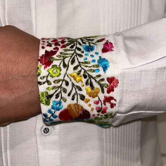 Hand Made Long Sleeve San Antonino embroidery Mexican guayabera Shirt. - Picture 11 of 11